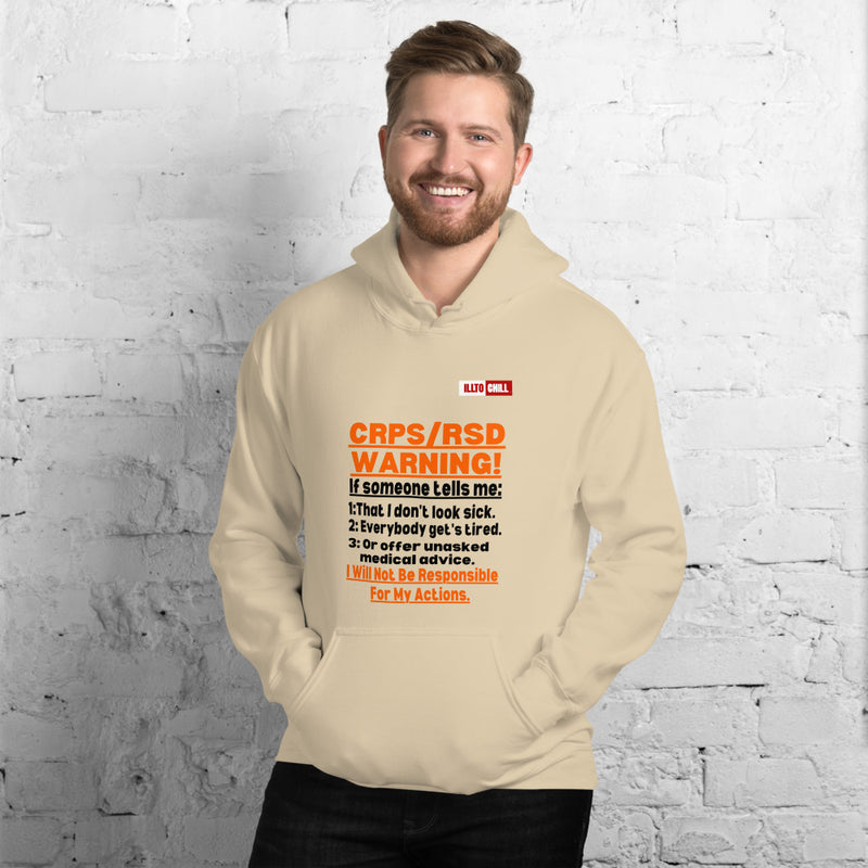 Sand Hoodie Front 3 - ILLTOCHILL 'Complex regional pain syndrome Warning' CRPSRSD awareness sarcastic gift Unisex Hoodie.