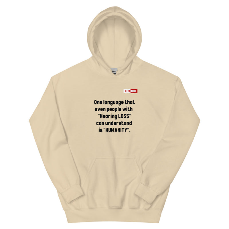 Sand Hoodie Front 1 - ILLTOCHILL Hearing loss support hearing impaired educational gift Unisex Hoodie.