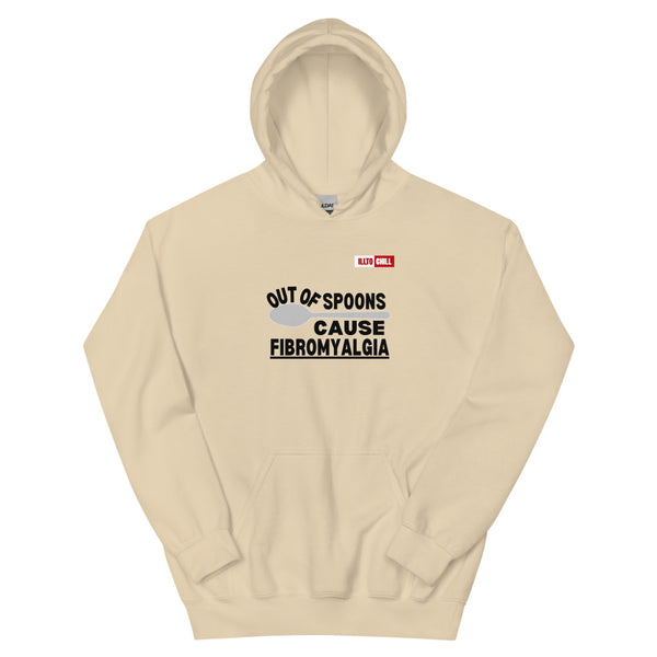 Sand Hoodie Front 1 - ILLTOCHILL Fibromyalgia awareness 'Out of Spoons' funny fibro gift Unisex Hoodie.