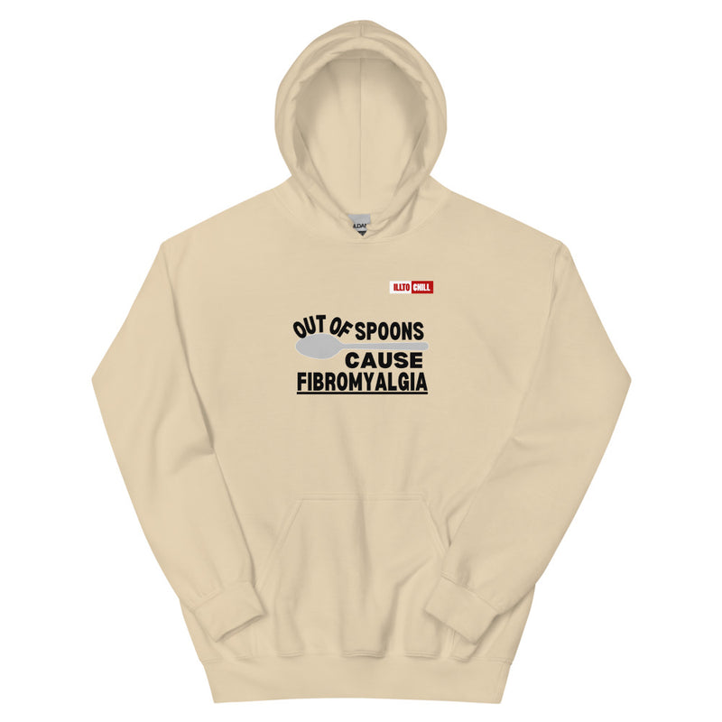 Sand Hoodie Front 1 - ILLTOCHILL Fibromyalgia awareness 'Out of Spoons' funny fibro gift Unisex Hoodie.