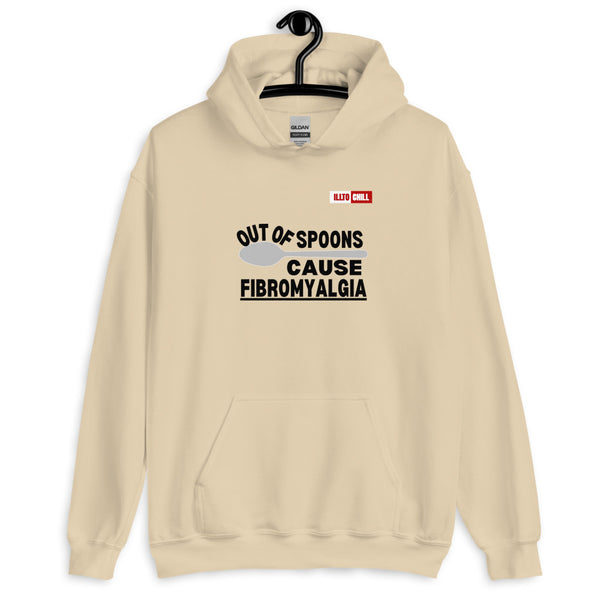 Sand Hoodie Front 2 - ILLTOCHILL Fibromyalgia awareness 'Out of Spoons' funny fibro gift Unisex Hoodie.