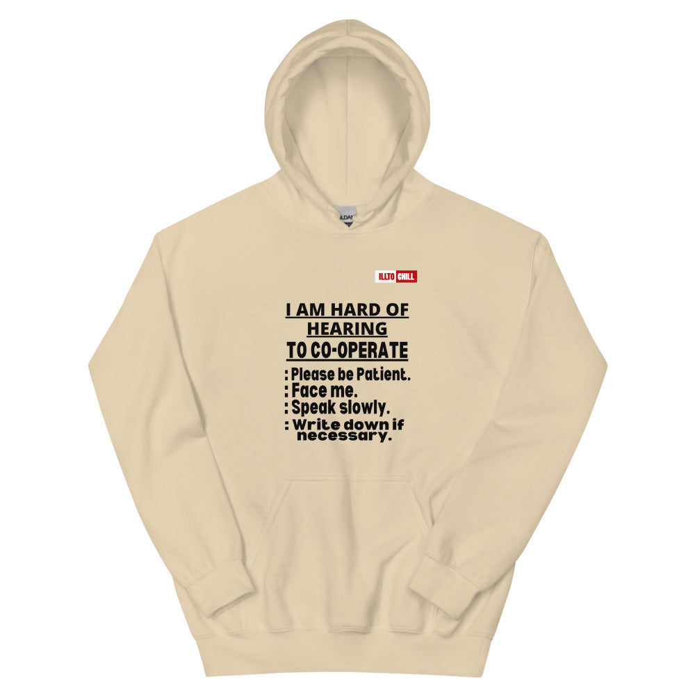 Sand Hoodie Front 1 - ILLTOCHILL Hard of hearing 'Co-opration Steps' hearing impaired gift Unisex Hoodie.