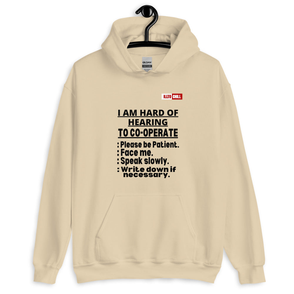 Sand Hoodie Front 2 - ILLTOCHILL Hard of hearing 'Co-opration Steps' hearing impaired gift Unisex Hoodie.