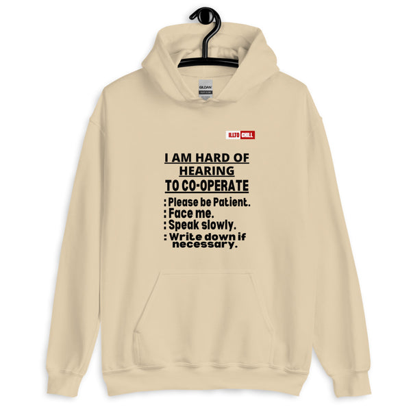 Sand Hoodie Front 2 - ILLTOCHILL Hard of hearing 'Co-opration Steps' hearing impaired gift Unisex Hoodie.