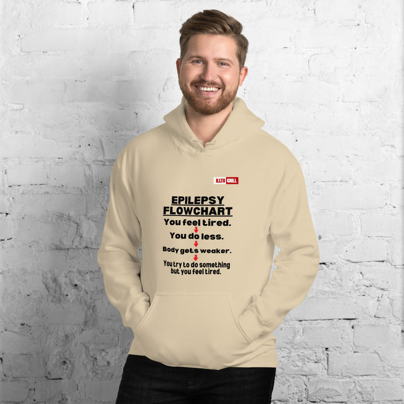 Sand Hoodie Front 3 - ILLTOCHILL Epilepsy awareness 'Flow chart' epileptic support gift Unisex Hoodie.