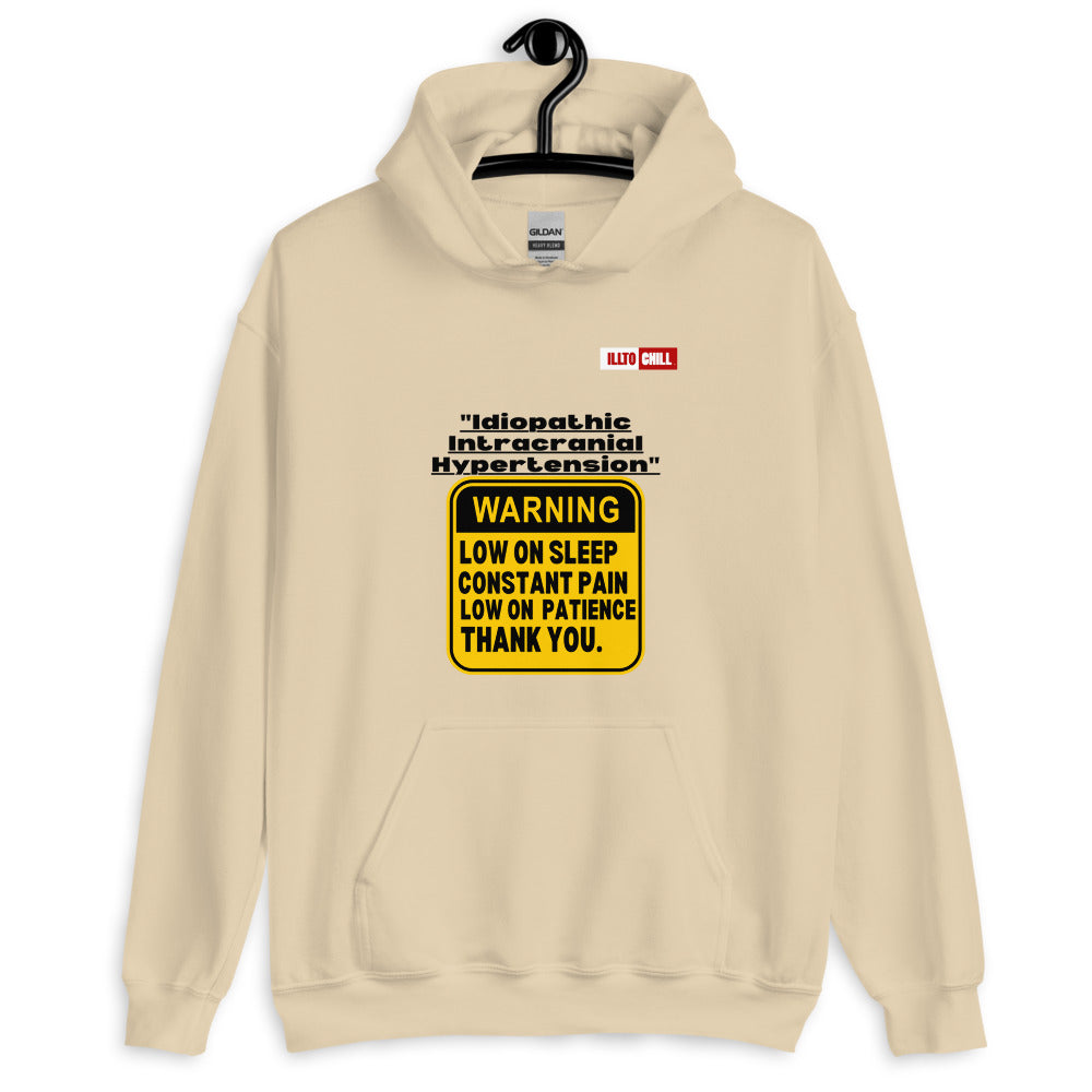 Sand Hoodie Front 2 - ILLTOCHILL ILLTOCHILL Idiopathic intracranial hypertension awareness 'Warning sign' IIH gift Unisex Hoodie.