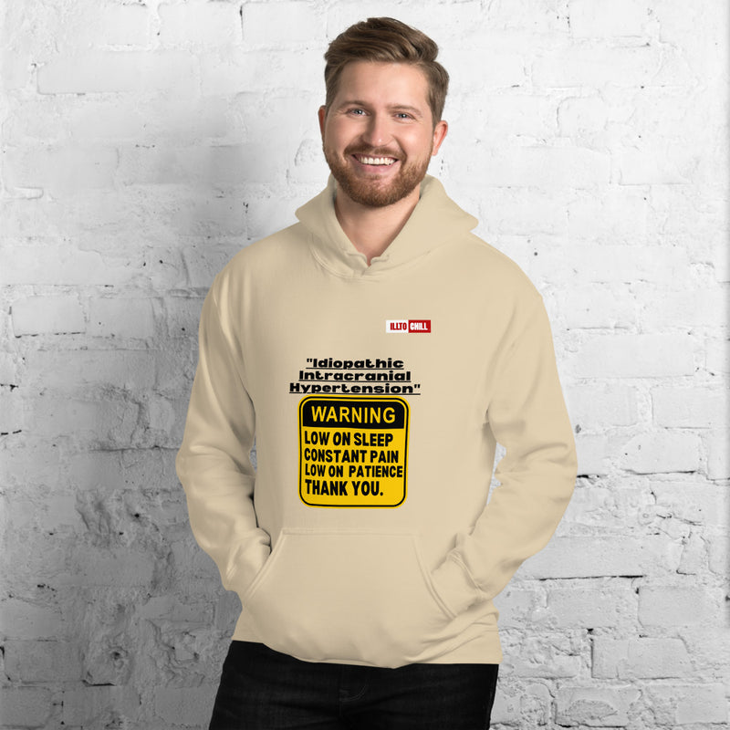 Sand Hoodie Front 3 - ILLTOCHILL ILLTOCHILL Idiopathic intracranial hypertension awareness 'Warning sign' IIH gift Unisex Hoodie.
