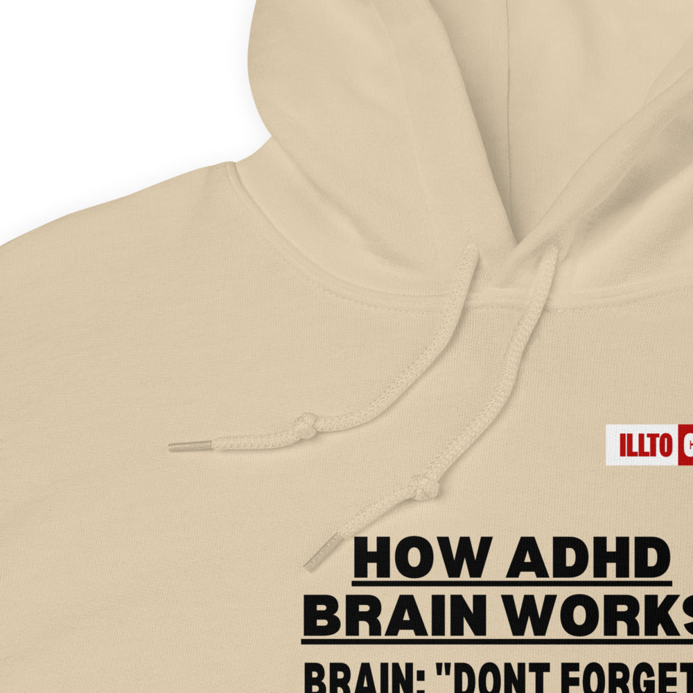 Sand Hoodie Detail 1 - ILLTOCHILL Attention deficit hyperactivity disorder awareness 'How ADHD brain works' sarcastic gift Unisex Hoodie