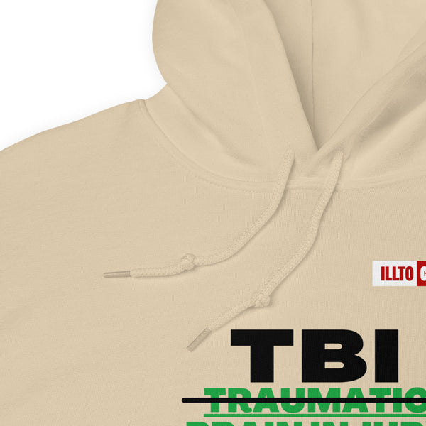 Sand Hoodie Detail 1 - ILLTOCHILL Brain Injury awareness 'TBI Totally Brave Individual' TBI support gift Unisex Hoodie