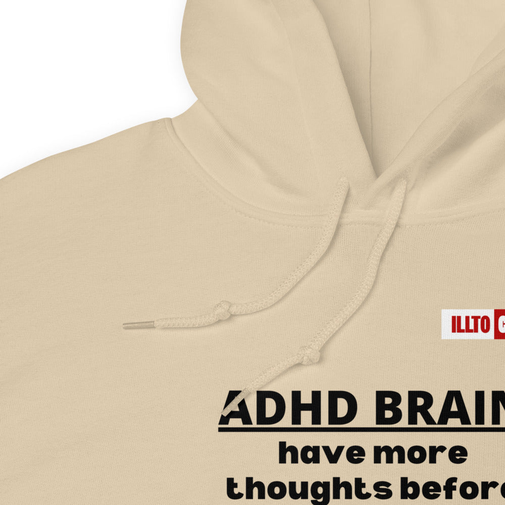 Sand Hoodie Detail 1 - ILLTOCHILL Attention deficit hyperactivity disorder awareness, 'ADHD too many thoughts' gift Unisex Hoodie