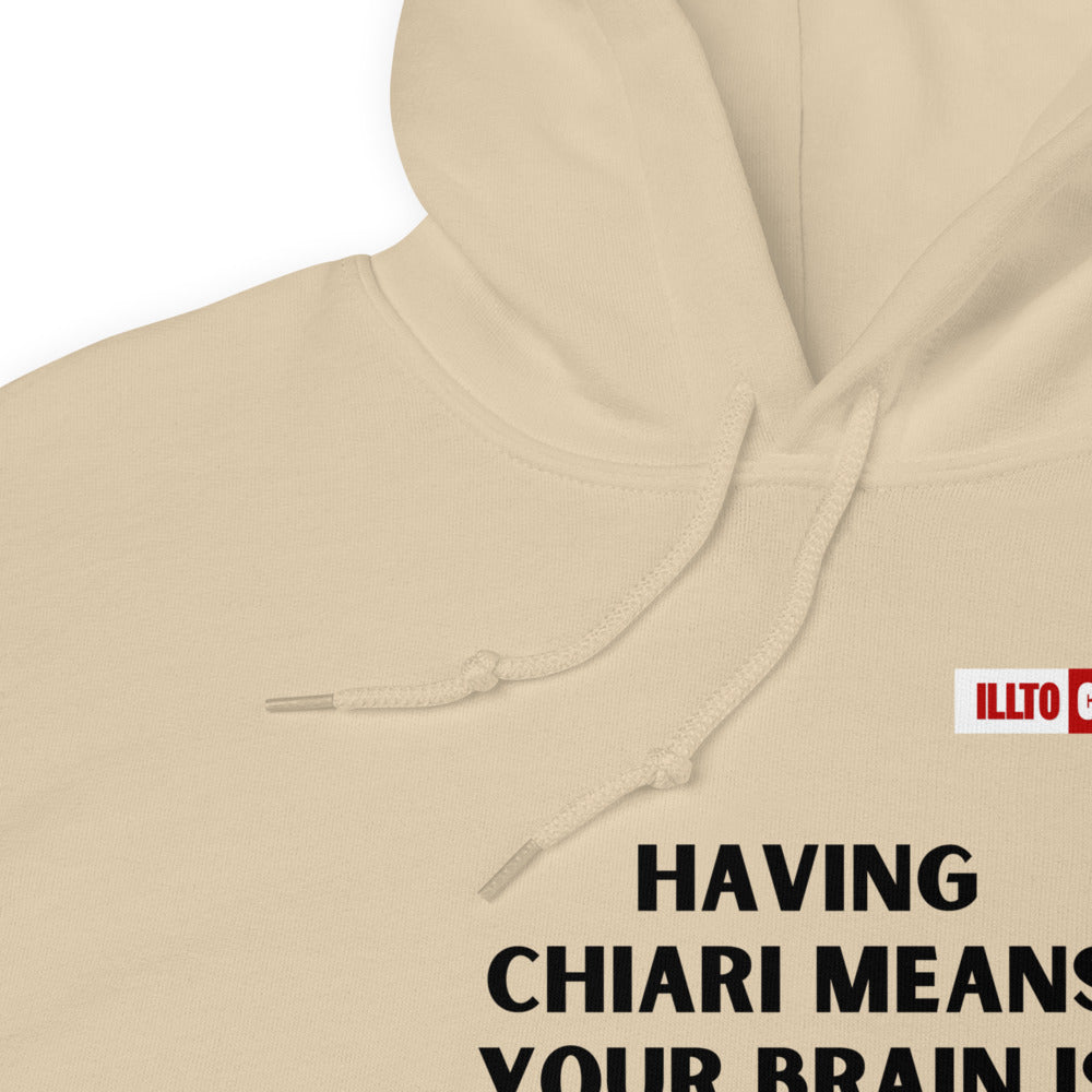 Sand Hoodie Detail 1 - ILLTOCHILL CM Chiari Malformation Brain bigger than skull' Gift Unisex Hoodie.