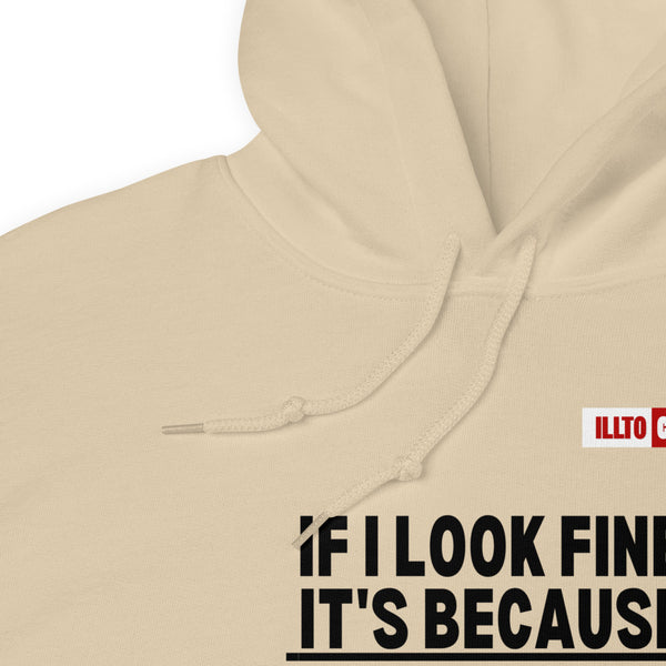 Sand Hoodie Detail 1 - ILLTOCHILL Chronic Migraine awareness 'Pain is Invisible' migraine gift Unisex Hoodie.