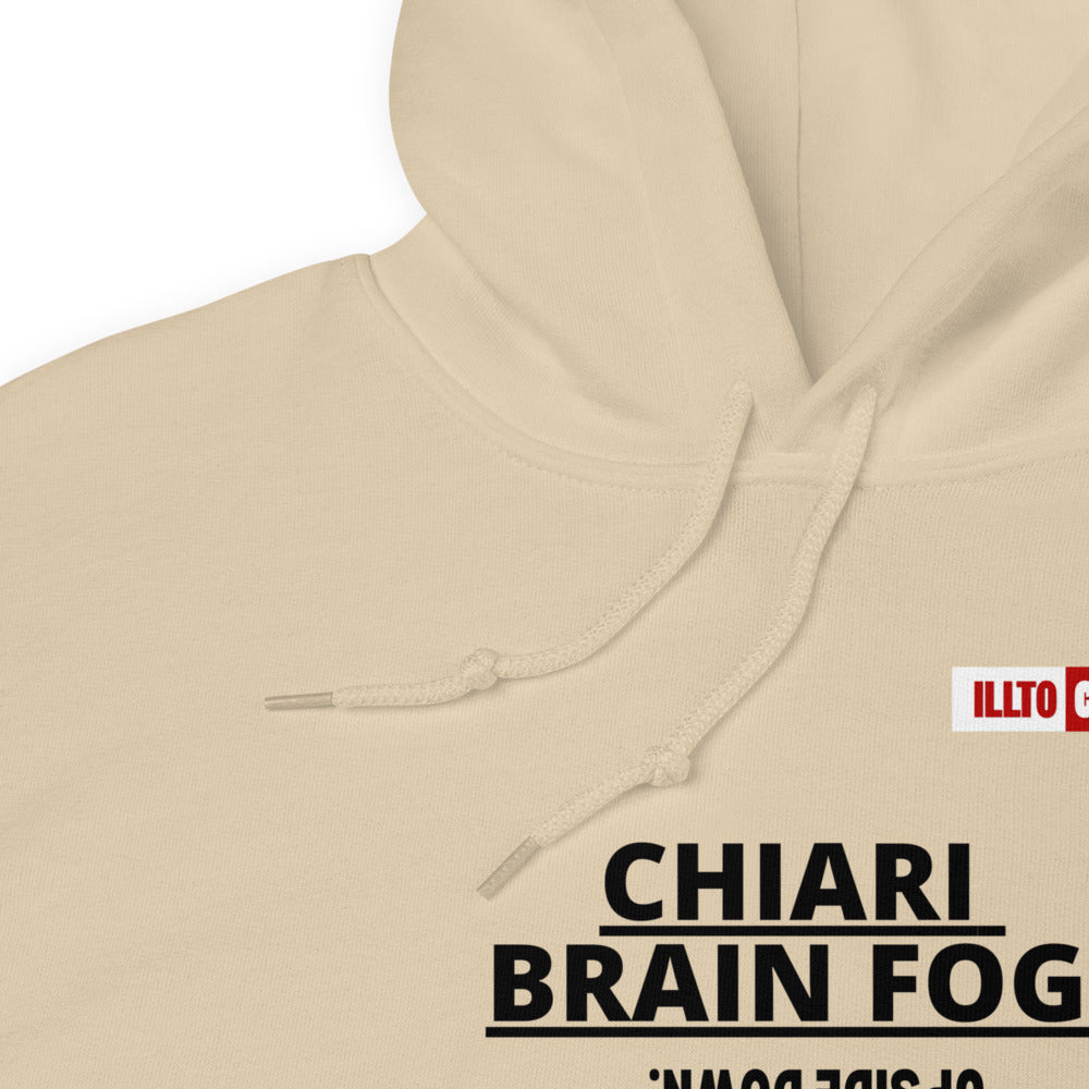 Sand Hoodie Detail 1 - ILLTOCHILL CM Chiari Malformation Awareness, Arnold–Chiari 'Brain Fog' quote Gift Unisex Hoodie.