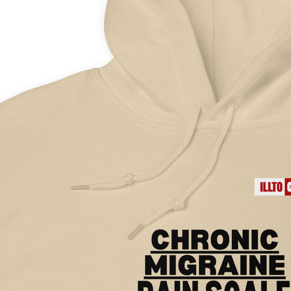Sand Hoodie Detail 1 - ILLTOCHILL Chronic Migraine 'Pain scale' migraine awareness gift Unisex Hoodie.
