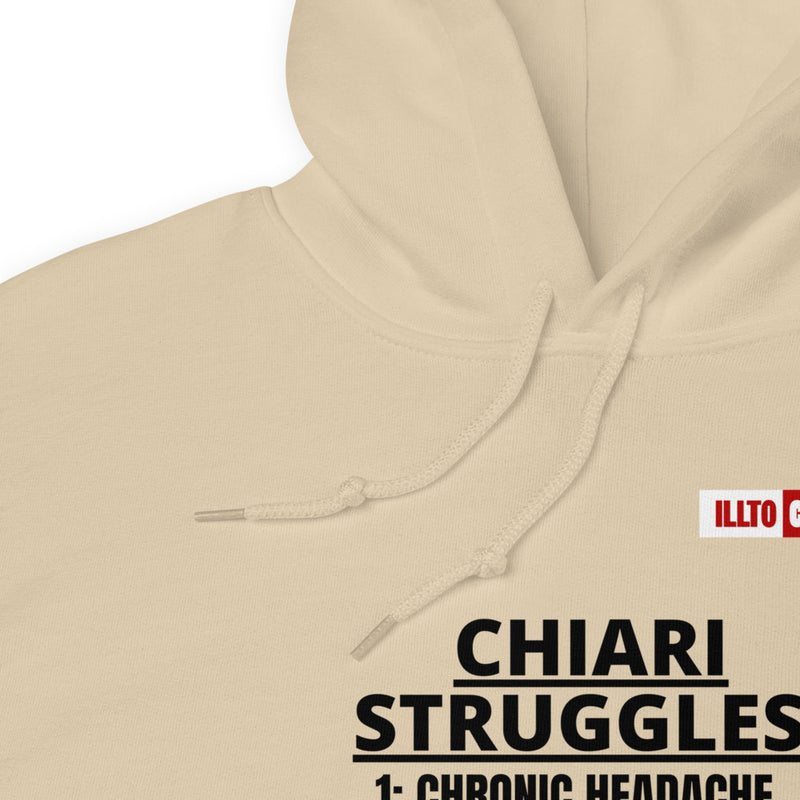 Sand Hoodie Detail 1 - ILLTOCHILL CM Chiari Malformation awareness, Chiari Struggles Infinite List gift Unisex Hoodie.