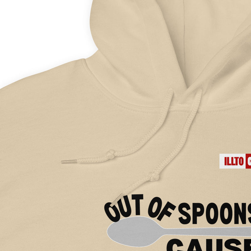 Sand Hoodie Detail 1 - ILLTOCHILL Fibromyalgia awareness 'Out of Spoons' funny fibro gift Unisex Hoodie.
