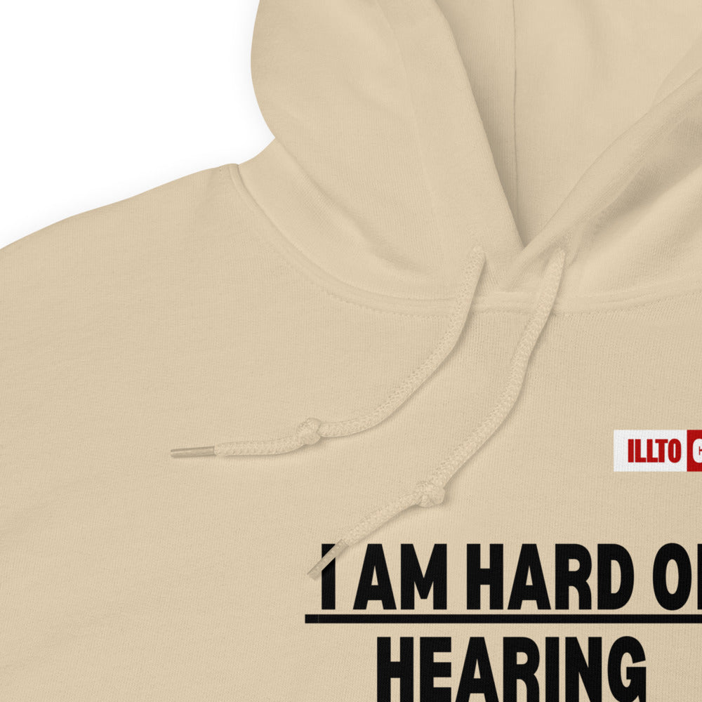 Sand Hoodie Detail 1 - ILLTOCHILL 'Hard of hearing can mute anyone anytime' sarcastic hearing impaired gift Unisex Hoodie.