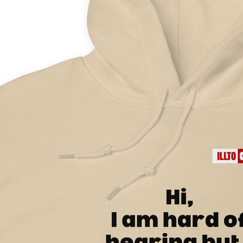 Sand Hoodie Detail 1 - ILLTOCHILL Hard of hearing understanding and support gift hearing impaired awareness Unisex Hoodie.