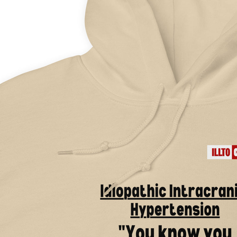 Sand Hoodie Detail 1 - ILLTOCHILL Idiopathic intracranial hypertension feels like 'Heart beating in skull' IIH awareness gift Unisex Hoodie.