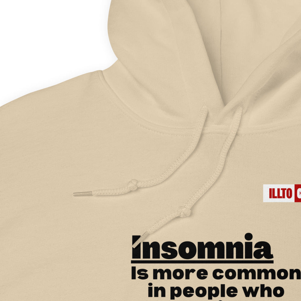 Sand Hoodie Detail 1 - ILLTOCHILL 'Insomnia is common in high IQ people' sarcastic insomnia awareness gift Unisex Hoodie.