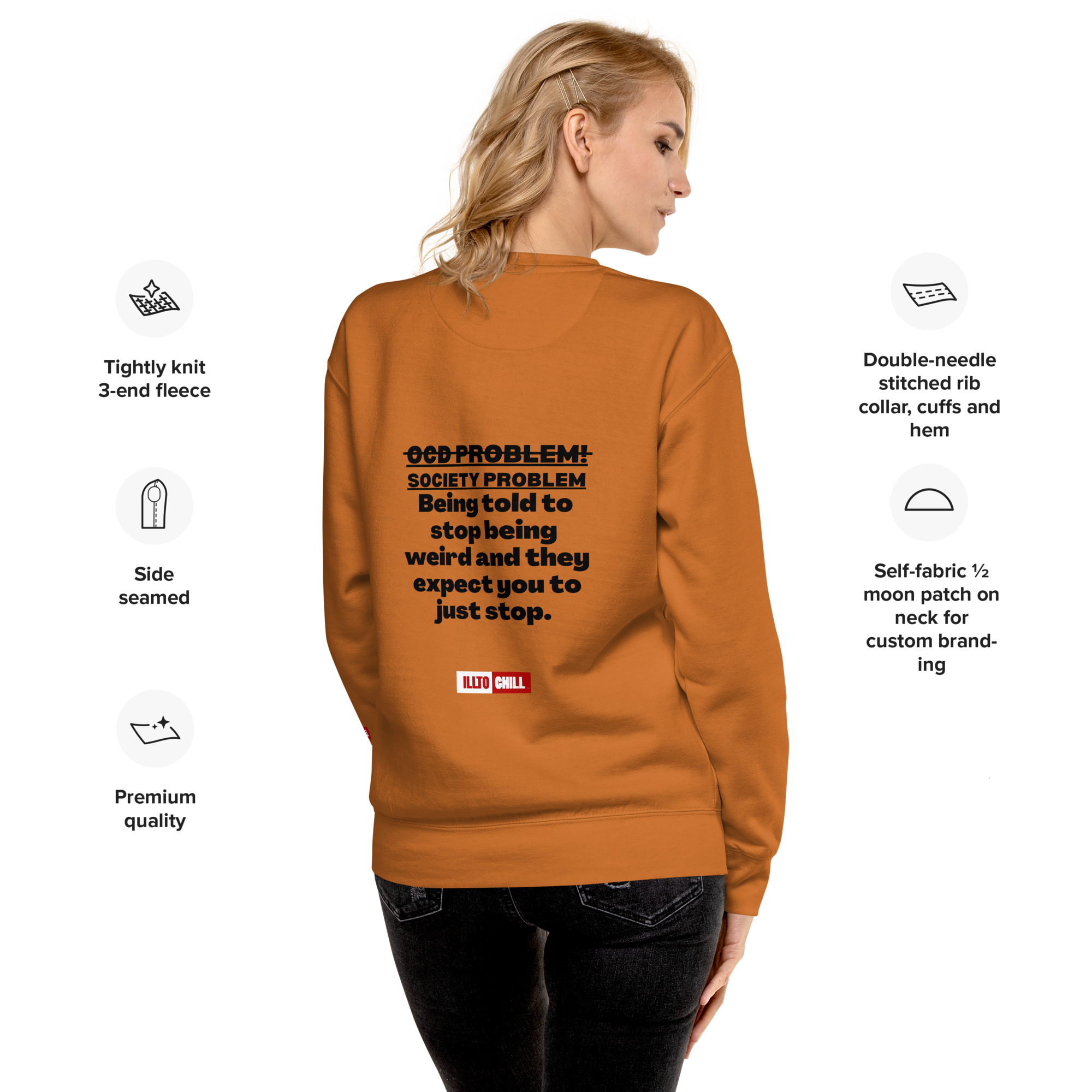 OCD Loud and Showing Up: Unisex Premium Sweatshirt for Every Intrusive Thinker | ILLTOCHILL
