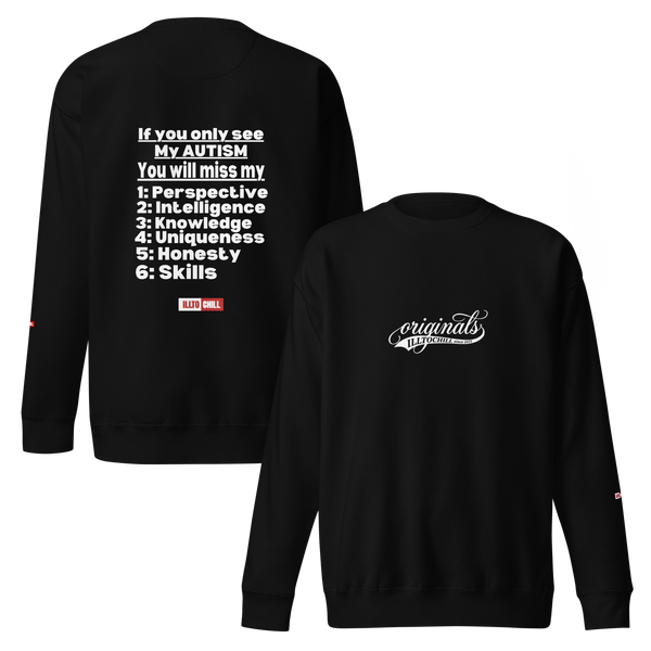 ILLTOCHILL autism sweatshirt black front — autistic pride sweatshirts neurodivergent apparel
