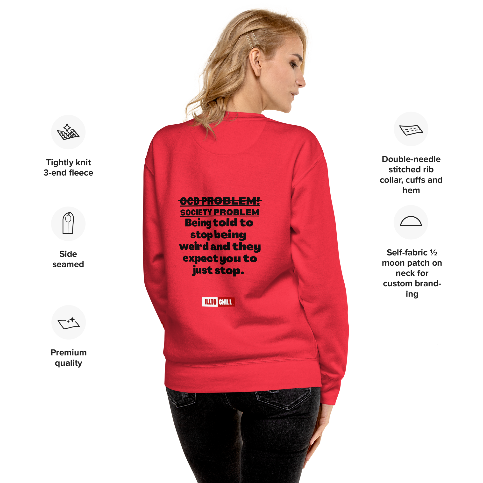 OCD Loud and Showing Up: Unisex Premium Sweatshirt for Every Intrusive Thinker | ILLTOCHILL